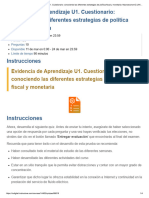 Examen - Evidencia de Aprendizaje U1. Cuestionario - Conociendo Las Diferentes Estrategias de Política Fiscal y Monetaria