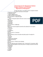 Hawassa MGMT Department MODEL Exam With Answer