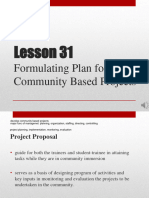 Lesson 31 - Formulating Plan For Community Based Projects