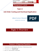 Topic 2 - Job Order Costing and Overhead Application Summary