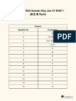 JEE Main 2024 Answer Key Jan 31 Shift 1