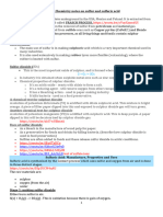 Year 10 Chemistry Notes On Sulfur and Sulfuric Acid