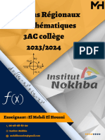 Examens Régionaux de Mathématiques 3AC Collège 2023/2024: Enseignant: El Mehdi El Housni