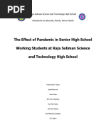 The Effect of Pandemic in Senior High School Working Students at Raja Soliman Science and Technology High School 