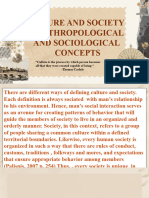 Culture and Society As Anthropological and Sociological Concepts