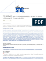 Auxílio Ao Mestre EBD JOVENS Lição 13 A Realidade Bíblica de Uma