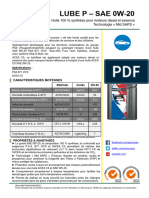 Lube P - Sae 0W-20: Huile 100 % Synthèse Pour Moteurs Diesel Et Essence Technologie Mid SAPS