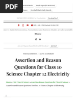 Assertion and Reason Questions For Class 10 Science Chapter 12 Electricity - Gurukul of Excellence