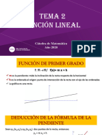 Tema 2 Función Lineal: Cátedra de Matemática Año 2020