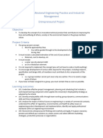 5ELE017W Professional Engineering Practice and Industrial Management Entrepreneurial Project Objective