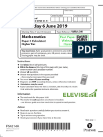 Edexcel Maths Paper 2 Higher June 2019