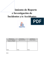 Procedimientos de Investigación de Incidentes - Accidentes