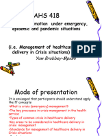 Health Promotion in Crisis or Emergency Situations