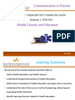 Week 3 Lecture 2 Health Literacy & Education