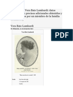 Biografía de Vera Bate Lombardi: Datos Genealógicos Precisos Adicionales Obtenidos y Referenciados Por Un Miembro de La Familia Hammersly