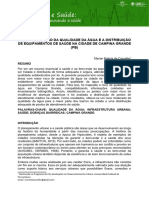 A Espacialização Da Qualidade Da Água e A Distribuição de Equipamentos de Saúde