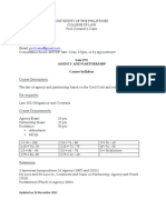 Agency & Partnership Syllabus 26 November 2011