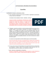 Questões: Estudo Dirigido de Psicoterapias: Abordagens Fenomenológicas