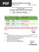 Revsied Time Table of M.A. M.SC - Mathematics IInd Semester For College Regular Private Ex ATKT Students Exam June 2024