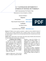 Práctica #4: "Cantidad de Movimiento Y Pérdidas de Energía en Sistema de Tuberías"