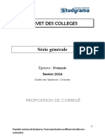 Brevet General Francais 2024 Corrigé