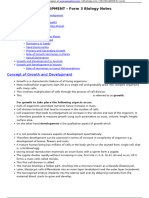 GROWTH AND DEVELOPMENT - Form 3 Biology Notes