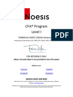 Noesis CFA Level 1 Formula Sheet 2024