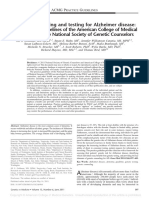 Genetic Counseling and Testing For Alzheimer Disease - Joint Practice Guidelines of The American College of Medical Genetics and The National Society of Genetic Counselors