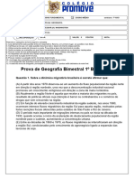 GEOGRAFIA 7 Ano Prova Parcial 1º Bimestre 2024