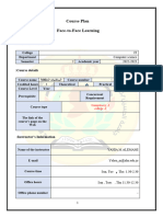 Course Plan - Face-To-Face Learning