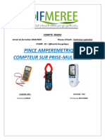 Compte Rendu - Pince Amperemetrique-Compteur Sur Prise-Multimetre