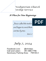 Bulletin For Virtual Worship Service