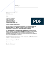 Carta Formal de Solicitud de Empleo