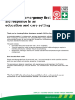 Provide An Emergency First Education and Care Setting