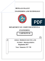 Ge8161 Problem Solving and Python Programming