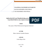 Aplicación Del Lean Manufacturing, para La Mejora de La Productividad en Una Empresa Manufacturera