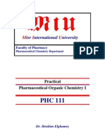 Isr Nternational Niversity: Practical Pharmaceutical Organic Chemistry I