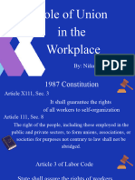 Role of Union in The Workplace