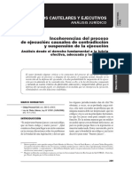 Cavani Renzo. Incoherencias Del Proceso de Ejecución