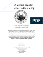 West Virginia Board of Examiners in Counseling: Annual Report Off The Biennium July 1, 2020 - June 30, 2022