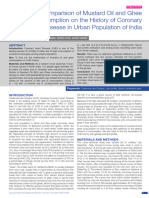 Comparison of Mustard Oil and Ghee Consumption On The History of Coronary Heart Disease in Urban Population of India