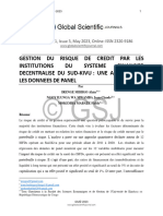 Gestion Du Risque de Credit Par Les Institutions Du Systeme Financier Decentralise Du Sud Kivu Une Analyse Par Les Donnees de Panel