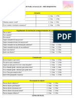 Rastreio de Pre-Requisitos, Linha de Base