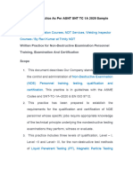 NDT Written Practice As Per ASNT SNT TC 1A 2020 Sample