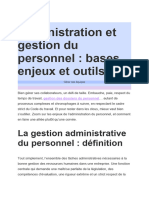 Administration Et Gestion Du Personnel