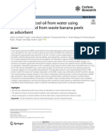 Removal of Diesel Oil From Water Using Biochar Derived From Waste Banana Peels As Adsorbent