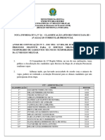 Nota Informativa N 26 Classificao Aps Recurso Da Etapa Iii Avaliao Curricular Presencial