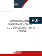 Confirmación de Independencia Del Equipo de Auditoria Interna