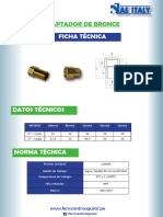 Adaptador de Bronce - Ficha Técnica