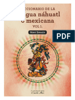 Diccionario de La Lengua Nahuatl o Mexicana Vol 1